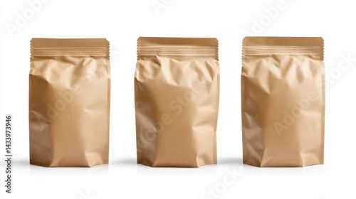 Obraz na płótnie Brown kraft paper pouch packaging mockup. Generative AI w salonie