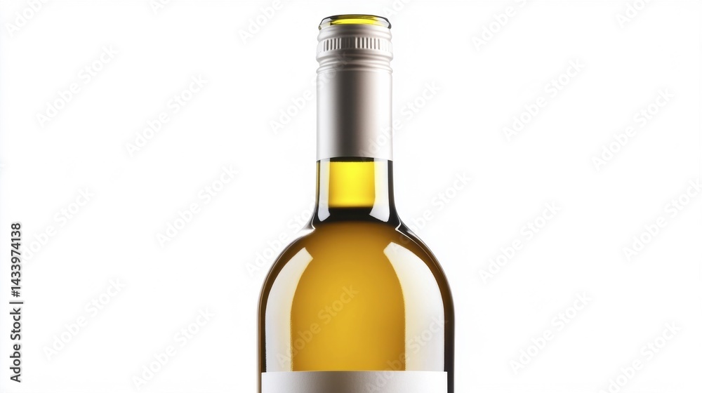 Elegant Wine Bottle with Metallic Cap on White Background. Generative AI