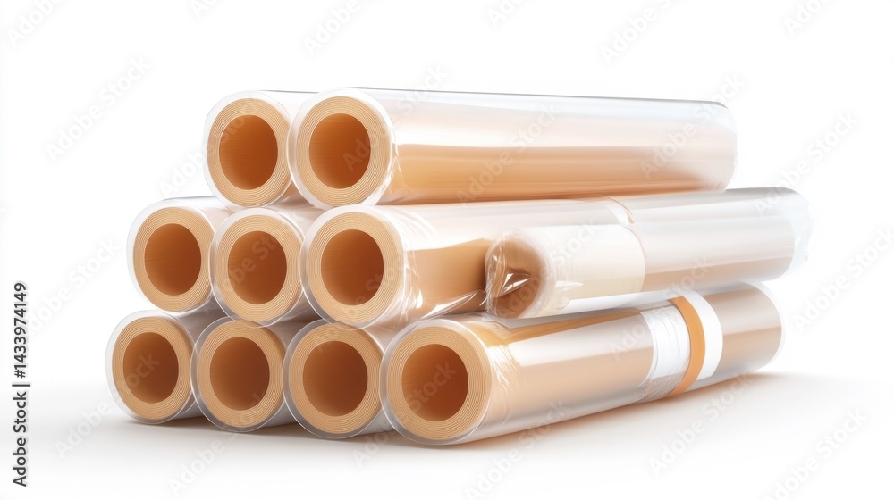 Tube packing rolls on white background. Generative AI