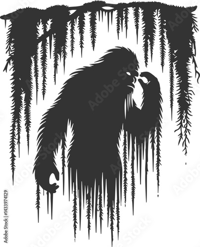 Black bigfoot vector silhouette