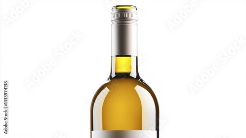 Obraz na płótnie Elegant Wine Bottle with Metallic Cap on White Background. Generative AI w salonie