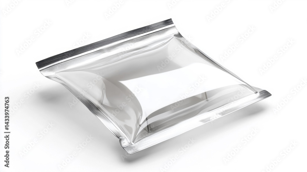 Transparent Pouch Packaging Mockup on White Background. Generative AI