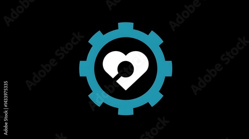 Wallpaper Mural Heart Symbol Inside Mechanism Gear Graphic Design Emblem on Black Background for Creative Projects Torontodigital.ca
