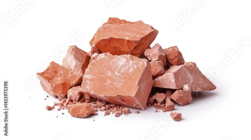 Red clay rocks isolated on white background. Generative AI