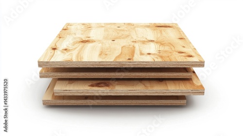 Obraz na płótnie Stacked plywood sheets on a white background. Generative AI w salonie