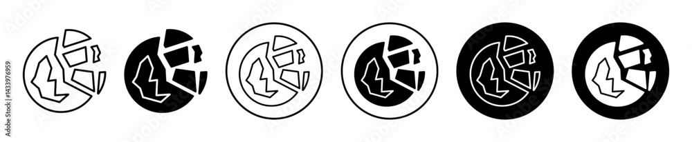Destroyed planet icons. minimal vector symbol Destroyed planet icons. minimal vector symbol