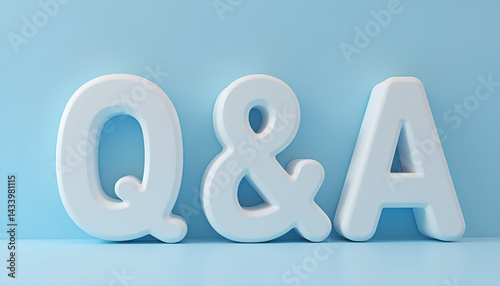 A 3D rendering of the letters Q and A on a blue background.
