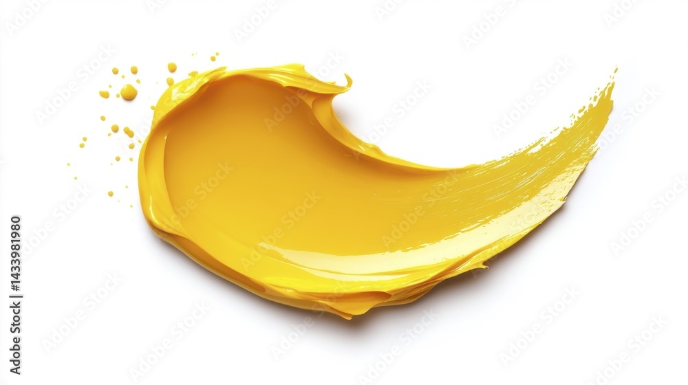 Yellow paint splash on white background. Generative AI