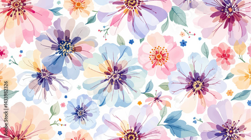 Floral seamless pattern, watercolor Color flowers
