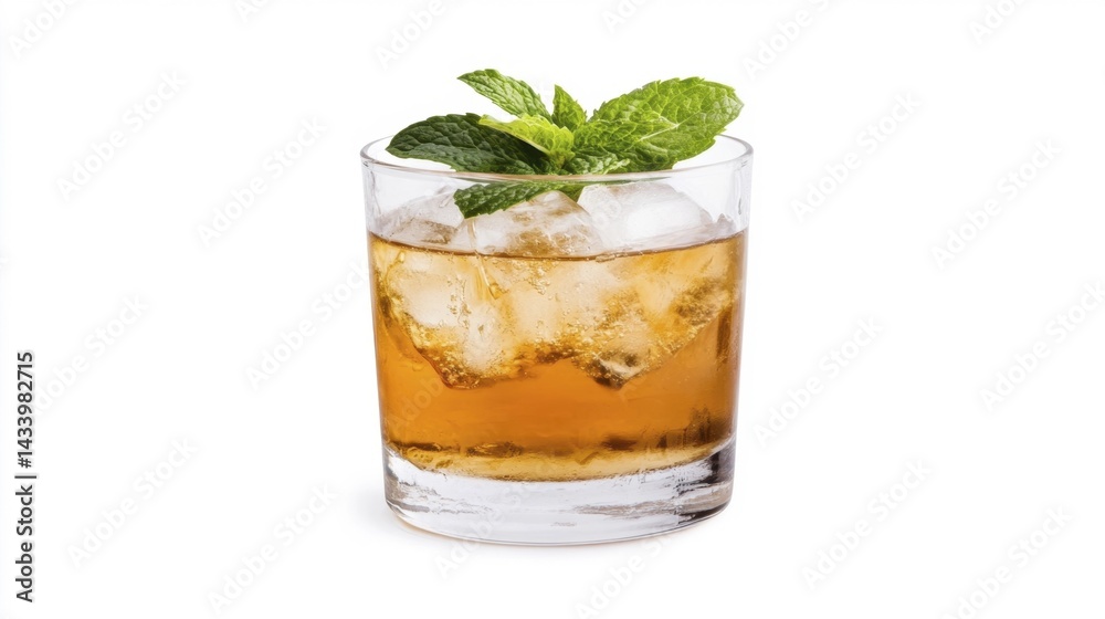 Mint Julep Cocktail Isolated on White Background. Generative AI