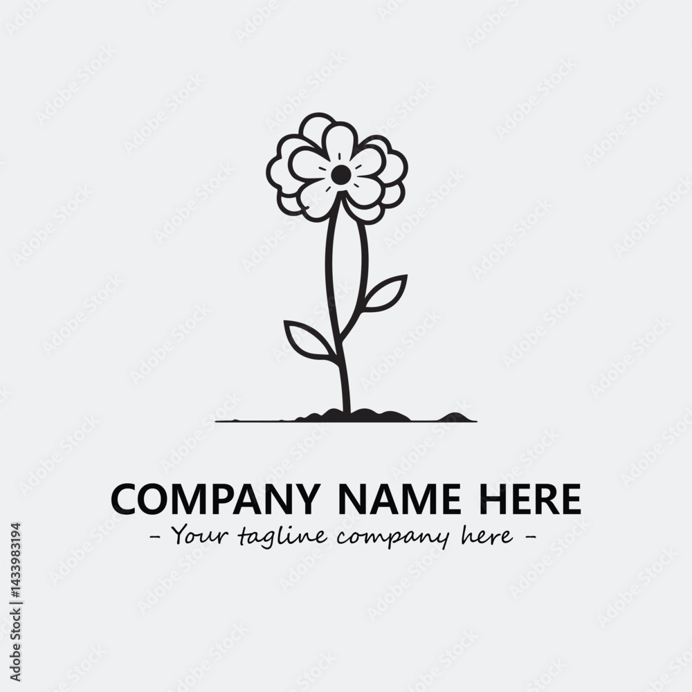 Obraz premium Flower illustration black and white for logo company vector image 