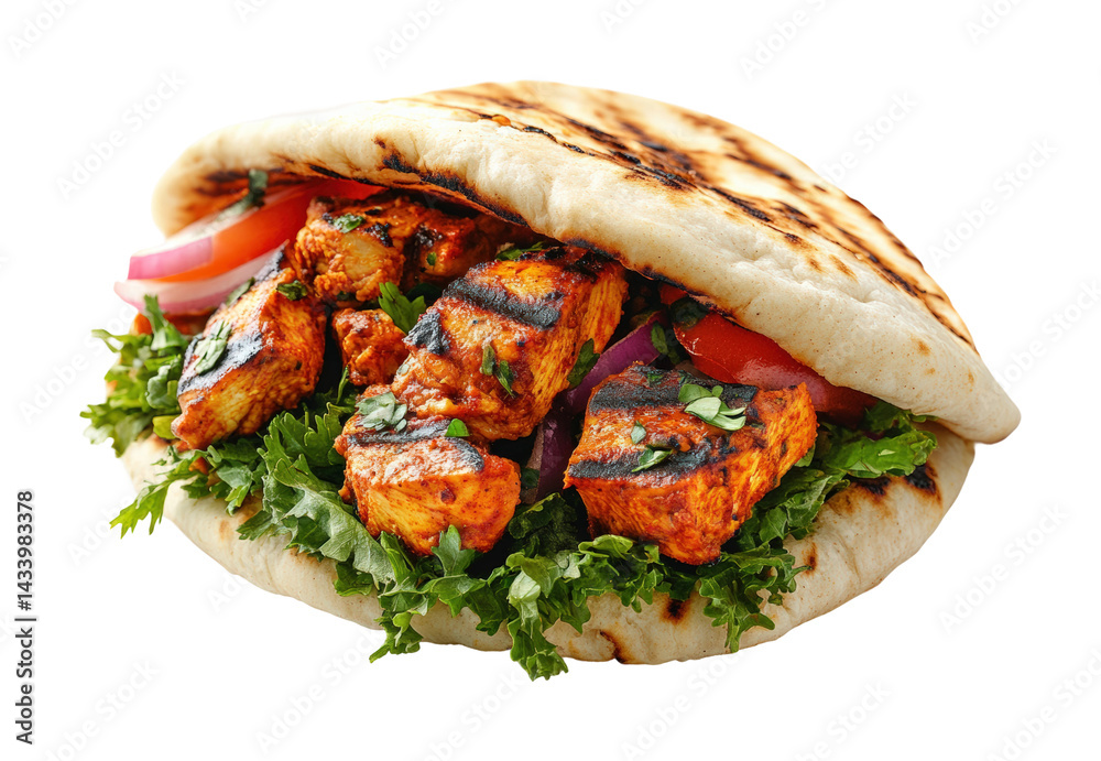 Ταπετσαρία Grilled chicken pita wraps food truck festival delicious street cuisine isolated