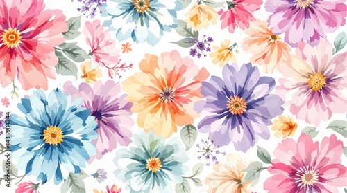 Floral seamless pattern, watercolor Color flowers	