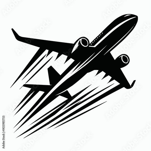 Soaring Silhouette: A sleek silhouette of an airplane takes flight against a dynamic backdrop, embodying speed, exploration, and the spirit of travel.