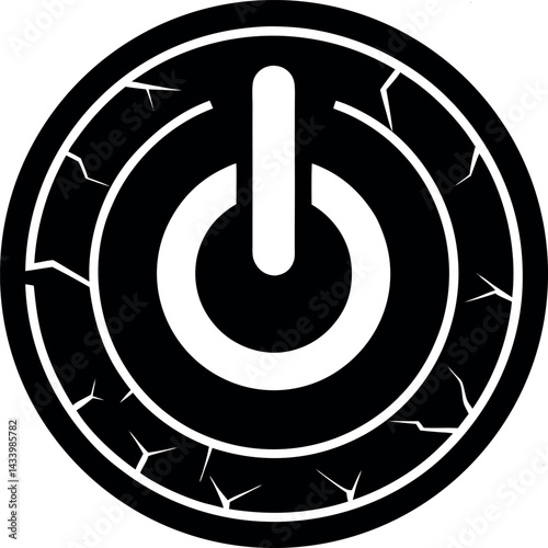 Power On/Off Button Silhouette in Black | Technology Control Icon Vector for UI, Electronics & Device