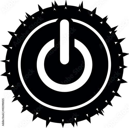 Power On/Off Button Silhouette in Black | Technology Control Icon Vector for UI, Electronics & Device