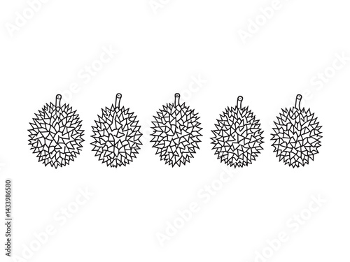 Detailed Line Art Illustration of Durian Fruit