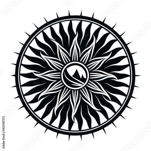 mystical logos with the sun vector