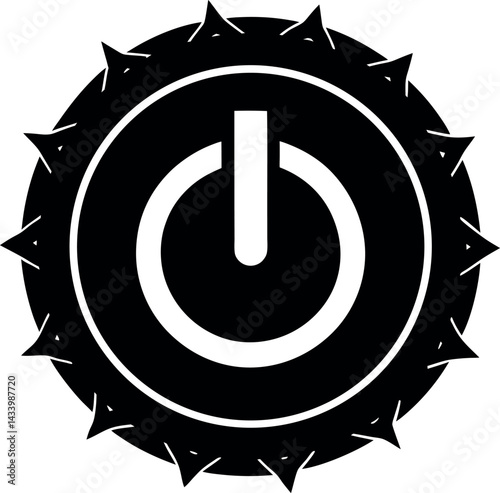 Power On/Off Button Silhouette in Black | Technology Control Icon Vector for UI, Electronics & Device