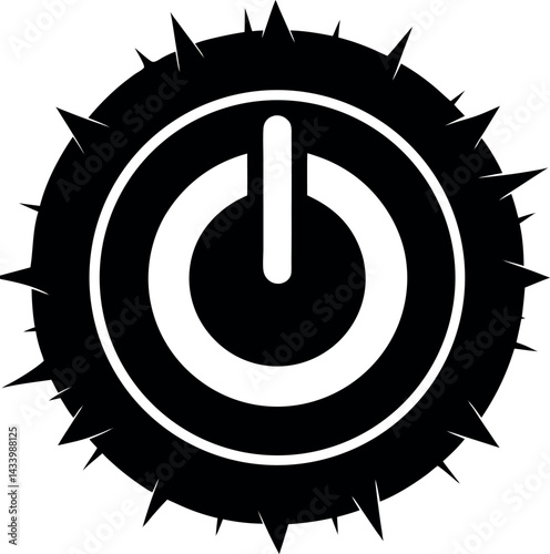 Power On/Off Button Silhouette in Black | Technology Control Icon Vector for UI, Electronics & Device