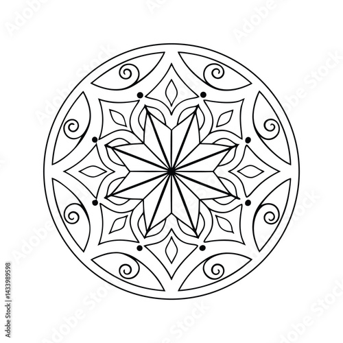 Fotografi Elegant star mandala design round ornamental element geometric pattern symmetric