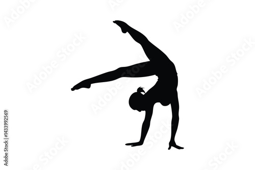 Graceful Gymnast Silhouette in Dynamic Pose