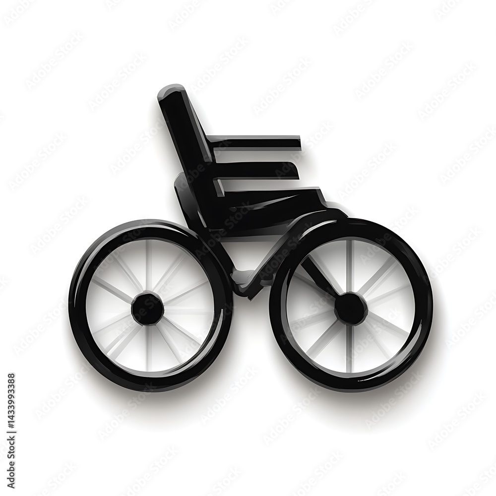 A Black Wheelchair Icon With Two Large Wheels