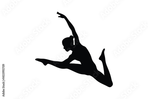 Graceful Gymnast Silhouette in Dynamic Pose