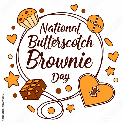 NATIONAL BUTTERSCOTCH BROWNIE DAY vector illustration