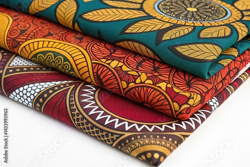 Colorful African Wax Print Fabrics with Traditional Patterns