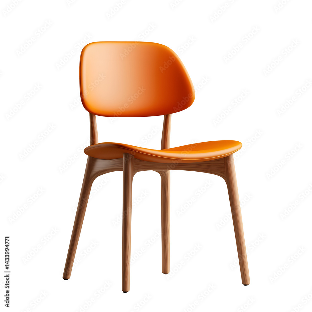 Minimalist wooden chair with sleek orange design