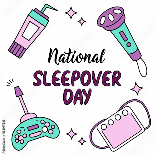 NATIONAL SLEEPOVER DAY vector illustration