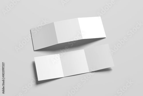 Square Trifold Brochure Mockup mockup on a gray background. Template for design blank paper sheets	