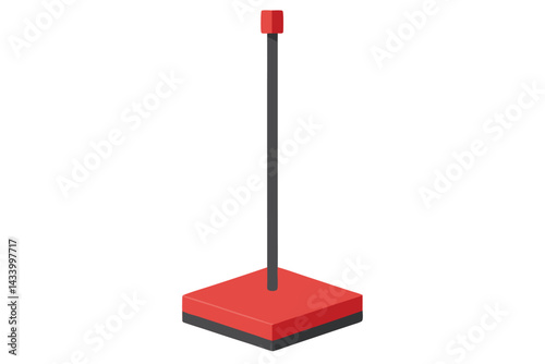 Isometric view of a simple red and gray flag or pole object