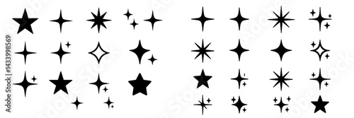Wallpaper Mural Various star designs in black showcasing different shapes and sizes on a light background for creative use Torontodigital.ca