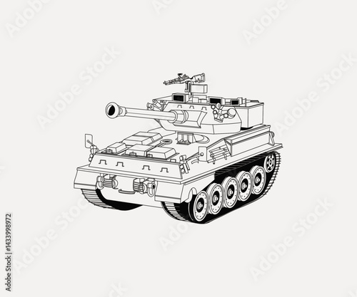tank vector illustration line art