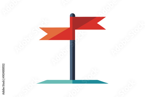 Simple illustration of a destination flag marking a location with red and orange