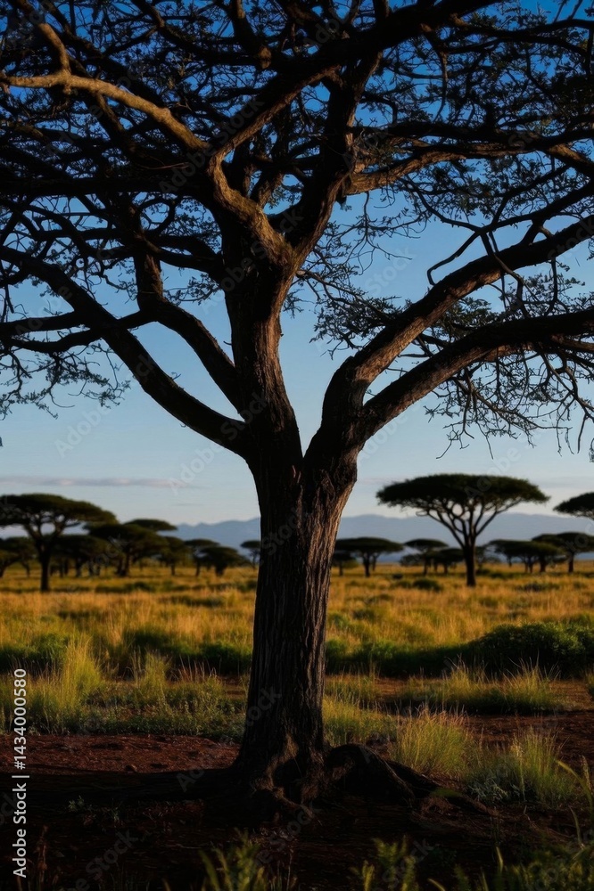 there is a giraffe standing under a tree in the middle of a field there is a giraffe standing under a tree in the middle of a field