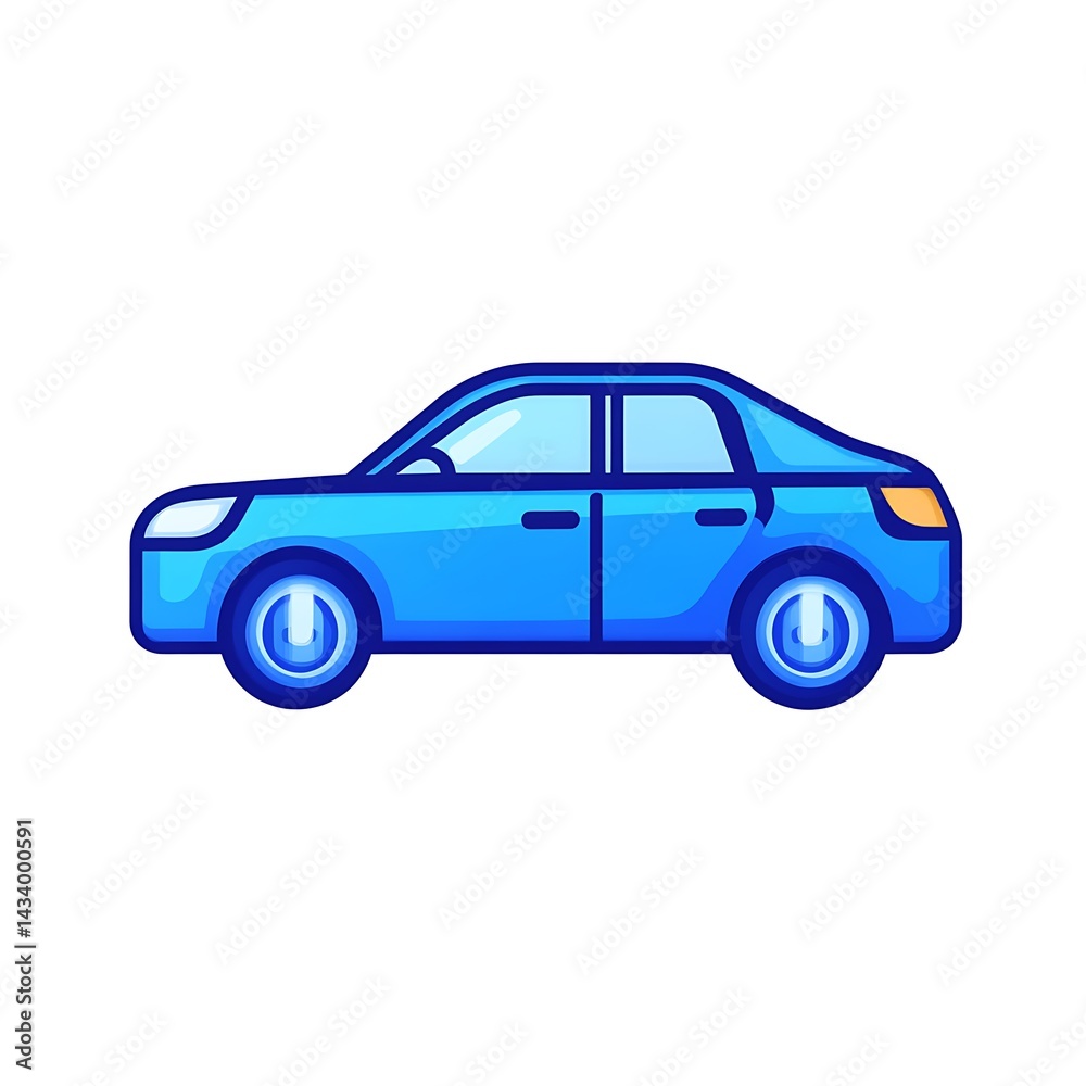 Blue Sedan Car Side View Illustration Blue Sedan Car Side View Illustration
