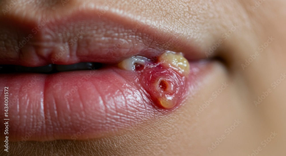 Obraz premium Sore mouth, close-up