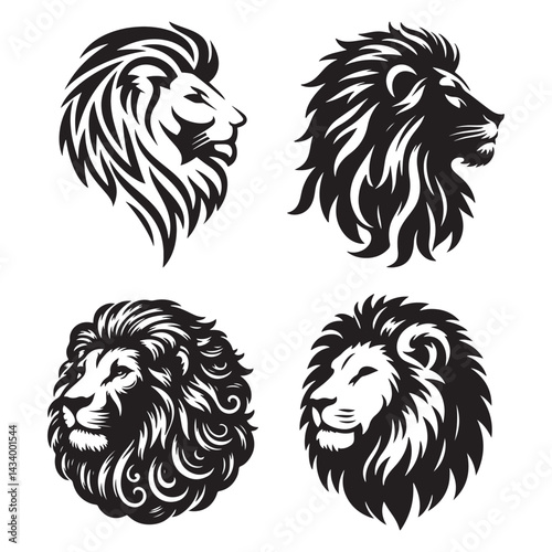 Lion Heads in Black and White