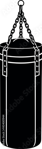 Punching Bag Silhouette in Black | Boxing Equipment Vector