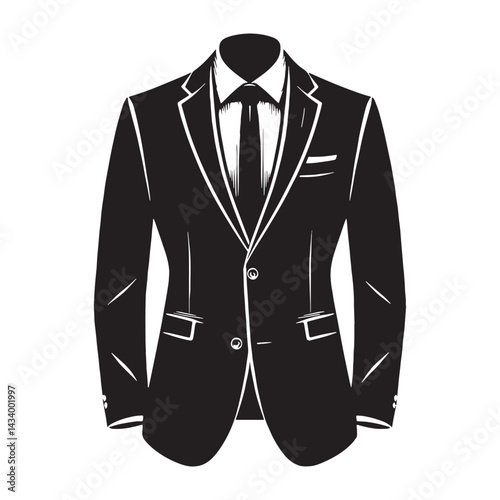 Refined Suit silhouette, embodying class and professionalism – Suit illustration – Minimalist Suit vector – Men’s dress silhouette

