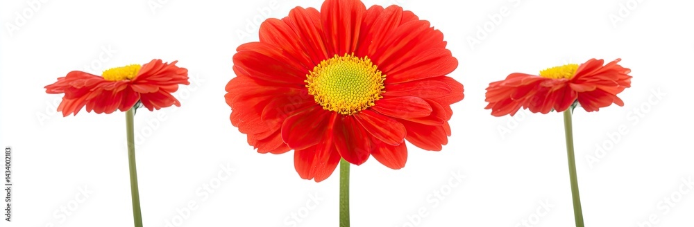 Red Gerbera Flower Isolated on White Background