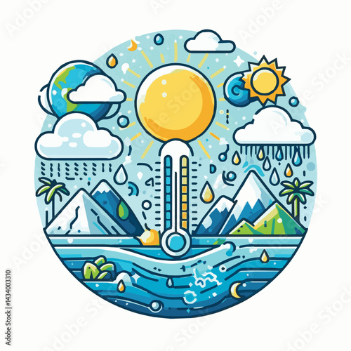 meteorology, weather, climate, background, cloud, earth, world, forecast, environment, nature, temperature, season, day, illustration, sky, poster, rain, march, vector, meteorological, snowflake, sun,
