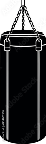 Punching Bag Silhouette in Black | Boxing Equipment Vector