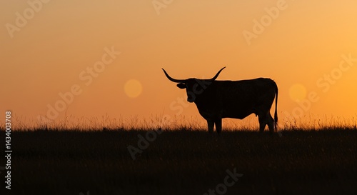 Longhorn Silhouette at Sunset