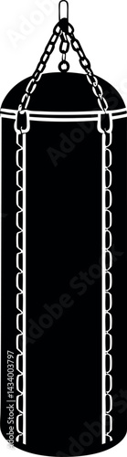 Punching Bag Silhouette in Black | Boxing Equipment Vector