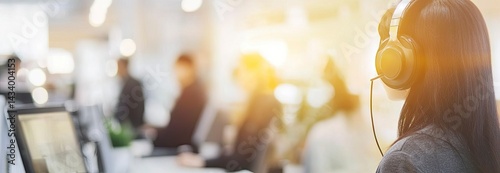 Person Wearing Headphones in Office