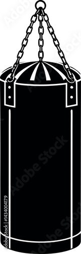 Punching Bag Silhouette in Black | Boxing Equipment Vector